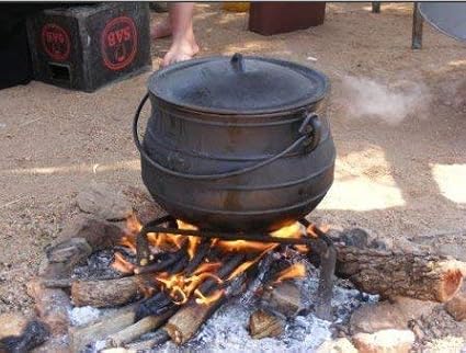 Cuisiland 10QT Cast Iron Potjie Cauldron Pot with Lid & 3 Legs – Pre-Seasoned South African-Style Campfire Pot for Outdoor Cooking, Soups, Stews & Braising – Heavy-Duty Cast Iron Dutch Oven