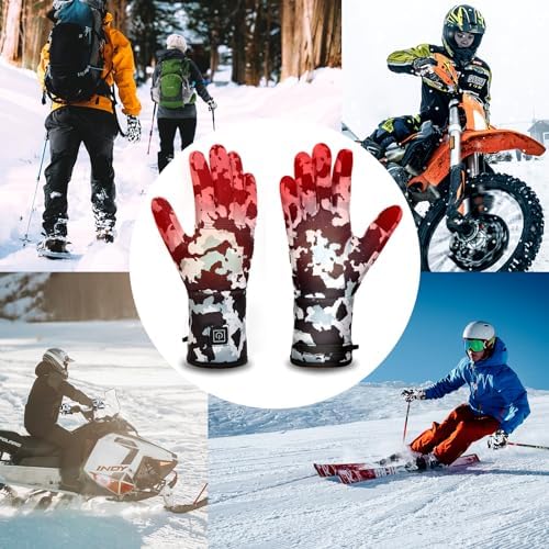 Heated Glove Liners for Men Women, Rechargeable Hand Warmers, Thin Camouflage Touchscreen Battery Electric Gloves