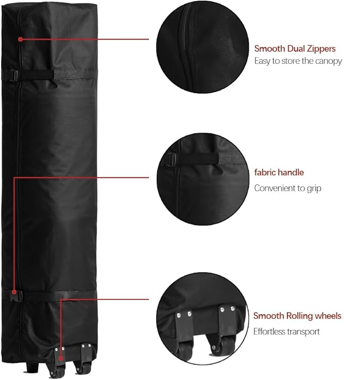 10x10 Pop Up Canopy Tent – One-Person Setup, Waterproof & UV-Blocking, Heavy-Duty Steel Frame, Wheeled Bag & Sandbags – Outdoor Shade for Beach, Camping, Backyard, Tailgate, Events (Black)