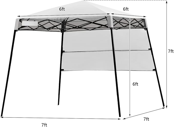 Tangkula 7x7 Ft Pop Up Canopy, Slant Leg Outdoor Tent with Carry Bag & 4 Stakes, Compact Portable Canopy Tent for Hiking Camping Fishing & Picnic, 7x7 Base, 6x6 top
