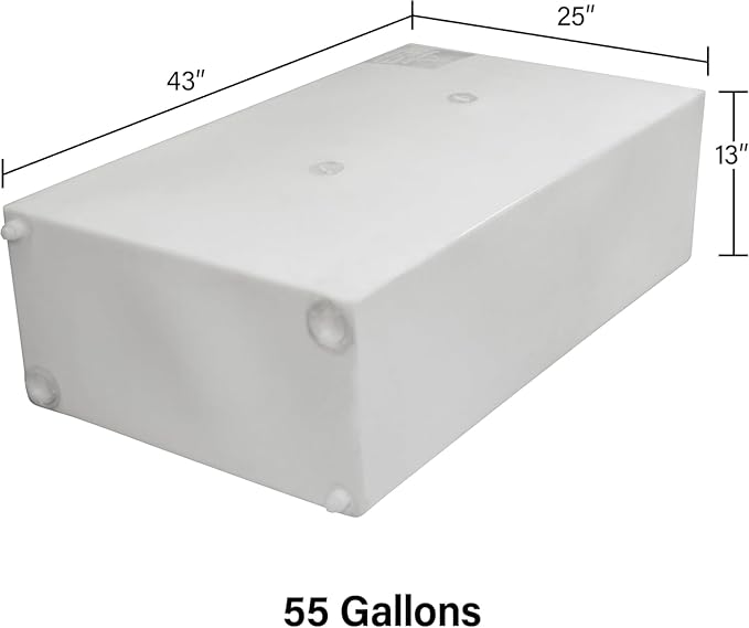 57 Gallon RV Fresh Water Tank, Potable Water Storage Tank for Drinking, Cooking, Cleaning, Showering, for Campers, Trailers, Motorhomes, RVs, Cube Shape, 43" x 25" x 13" (WT-5553)