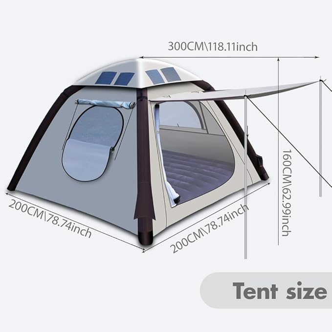 Automatic Large Tent for Camping 4 Person, Waterproof Tents for Camping, Windproof Inflatable Tents with Mosquito Screen Window, Camping Tent for Traveling, Beach