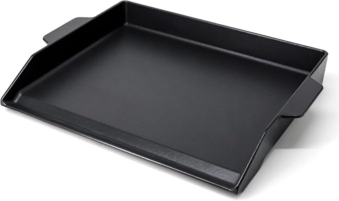 Criditpid Universal Large Cast Iron Cooking Griddle with Extra High Sidewalls for Gas Grills, Charcoal, 20 Inch Blackstone Griddle Pan Griddle Flat Top Grill Plate for 4 Burner Range Oven, 23" x 16"