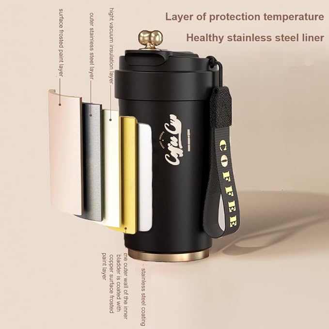 Coffee cup,Insulated Travel Coffee Mug Spill Proof Leak Proof Portable To Go Camping Stainless Steel Coffee Tumbler Reusable Coffee Cups with Lids Thermos for Hot and Cold Drink (Dusk Black)
