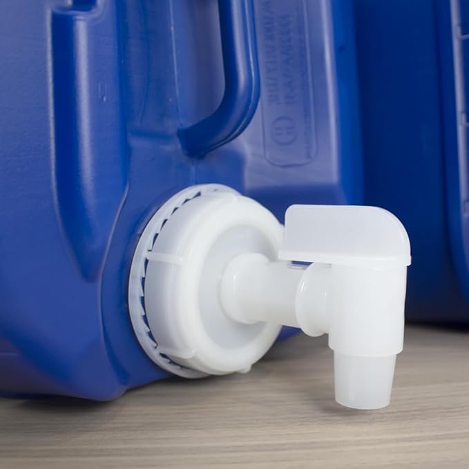5-Gallon Stackable Water Storage Containers, 5 Gallons Each w/Lids + Spigot, Easy Fill, Survial Supply Emergency Water Storage for Camping and Disaster Preparedness, RV, 10 Gallon (2 Tanks)