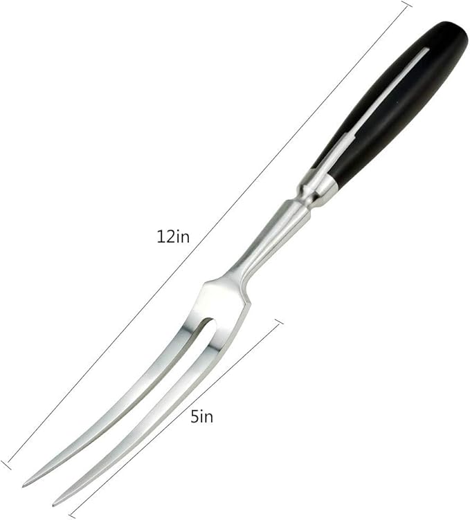 Carving Fork, Meat Fork, 12 Inch Cooking Fork, Stainless Steel BBQ Fork, Long Metal Chef Pro Kitchen Forks for Barbecue, Serving, Cooking, Grilling, Roasting