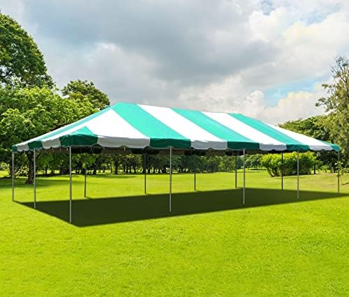 Party Tents Direct 20'x40' Weekender West Coast Tent Frame Party Tent (Green/White) PVC Top with Storage Bag - Tents for Parties, Weddings, Birthdays, Banquets, Fiestas, Workshop, Outdoor Event