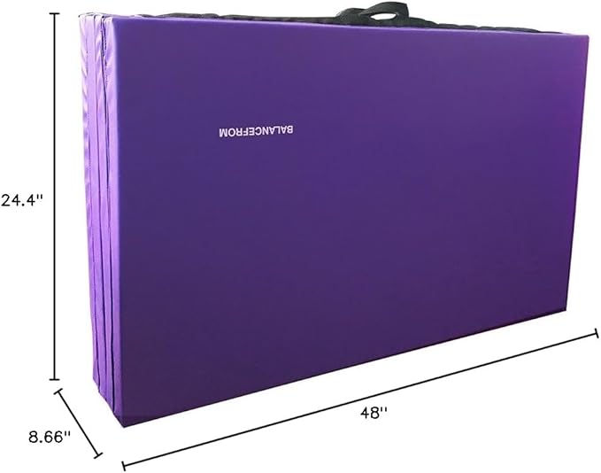 Folding Exercise Gymnastics Mat 10'x4'x2" Gym Workout Mat with Carrying Handles High-Density Anti-Tear Portable Fitness Aerobics Mats for Home Gym Yoga Pilates Tumbling MMA Core Training, Multiple Colors