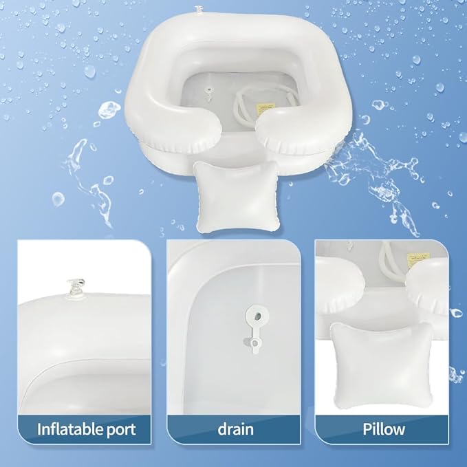 Medical Inflatable Bathtub,Bed Bath,Medical PVC Bedside Shower bathtubKit,Bed Shower for Patients with Reduced Mobility,Bedside Water Bag+Electric air Pump+Medical Inflatable Shampoo Basin
