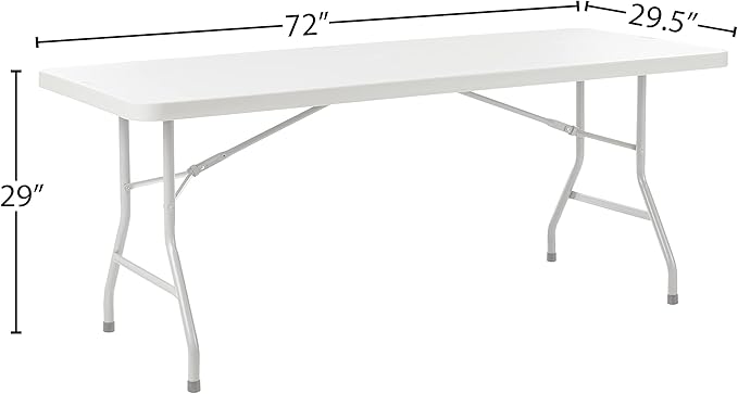 Office Star Resin Multipurpose Rectangle Folding Table for Indoor or Outdoor Use, 6 Feet Light Gray