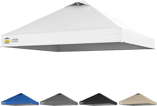 CROWN SHADES 10x10 Canopy Replacement Top - Only Compatible with Crown Shades RM100H Series, Silver Coated with Air Vent, White (Top Only)