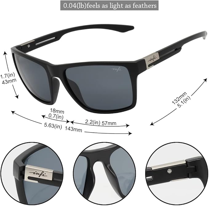 INFI Fishing Polarized Sunglasses for Men Driving Running Golf Sports Glasses Square UV Protection Designer Style Unisex