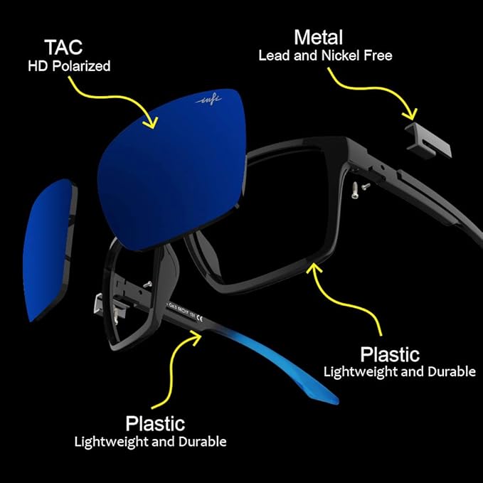 INFI Fishing Polarized Sunglasses for Men Driving Running Golf Sports Glasses Square UV Protection Designer Style Unisex