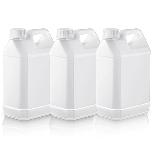 3 Pcs 1 Gallon Plastic Jug with Lids Square Empty Storage Containers Hdpe Carboy Plastic Jar Containers for Water Milk Beverage Oil Liquids (White)
