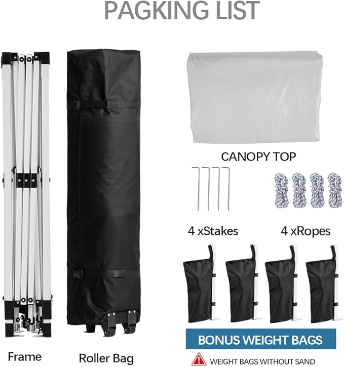 10x10 Pop Up Canopy,Event Tent – One-Person Setup, Waterproof & UV-Blocking, Heavy-Duty Steel Frame, Wheeled Bag & Sandbags – Outdoor Shade for Beach, Camping, Backyard, Tailgate (White)