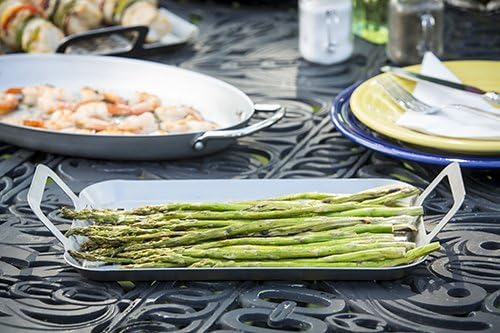TableCraft BBQ137 Grilling Pan with Handles, Stainless Steel Tray for Outdoor Barbecues, Use on Gas or Charcoal Grills, Even Heat Distribution, 13.5 Inch, Silver