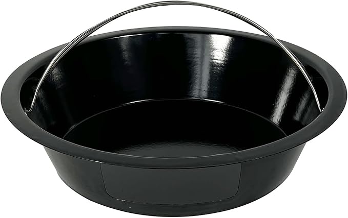 KAMaster Ash Can with Handle for XLarge Big Green Egg,Charcoal Ash Collector Must Haves Big Green Eggs Accessories Carbon Steel Ash Pot with Enamel Coating Steel Folding Handle Kamado Ash Basket