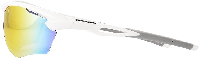 Rawlings Cleat Chaser Blade Sport Sunglasses for Men, Shiny White/Rainbow Mirror, 69mm