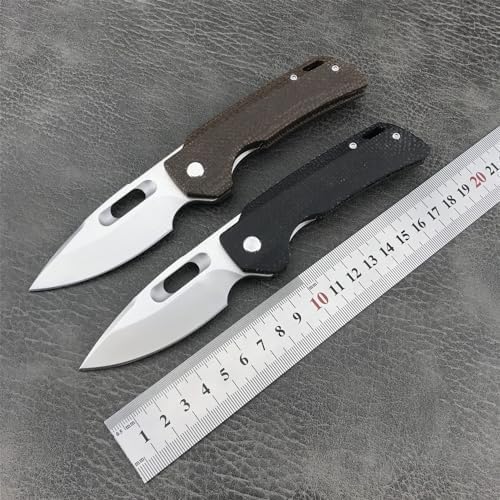 Generic GC002 Pocket Folding Knife, 7.0in 8Cr13Mov Blade Flax Handle Utiltiy Knife with Carry Belt Clip for Camping Hikking, Edc Assisted Opening Knife for Man Woman (Black)
