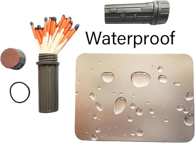 Fire Starter Kit โ 6 Magnesium Shaving Packs + Waterproof Windproof Matches in Metal Tin โ Emergency Fire Making Kit for Camping, Hiking, Survival, Prepping