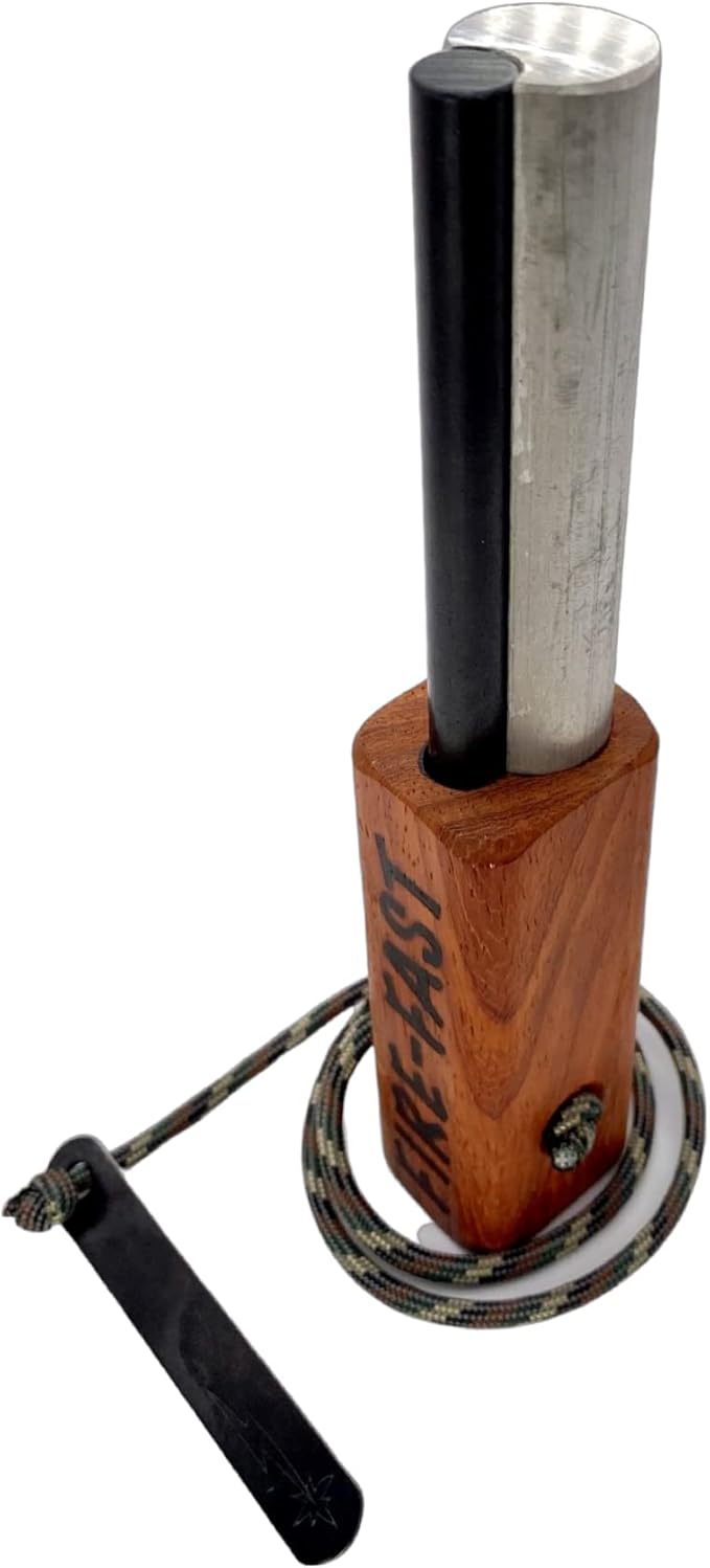 Fire-Fast Trekker. Best Emergency Waterproof Survival Fire Starter. Magnesium and Euro Fire Steel Ferro Rod. Compact Durable Tool for Bushcraft, Camping, Backpacking, Hiking, Hunting, or Bug Out Bag