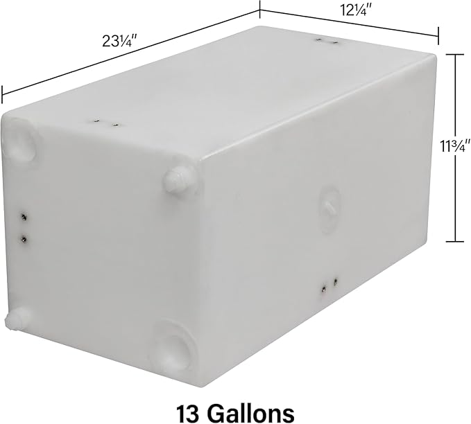 13 Gallon RV Fresh Water Tank, Potable Water Storage Tank for Drinking, Cooking, Cleaning, Showering, for Campers, Trailers, Motorhomes, RVs, Cube Shape, 23.25" x 12.25" x 11.75" (WT-5683)