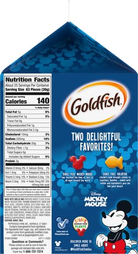 Goldfish Disney Mickey Mouse Cheddar Crackers, Snack Crackers, 27.3 oz carton (Pack of 2)