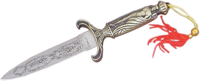 SZCO Mongolian Boot Dagger Camping Knife 7.75 Inch - Hunter Knife with Decorative Metal Handle, Stainless Steel Blade & Sheath - Pocket Knife for Hiking, Camping & Outdoor Uses - Knives for Men