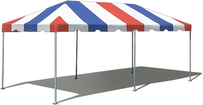 Party Tents Direct 10'x20' Weekender West Coast Tent Frame Party Tent Red White and Blue PVC Top with Storage Bag - Tents for Parties, Weddings, Birthdays, Banquets, Fiestas, Workshop, Outdoor Event