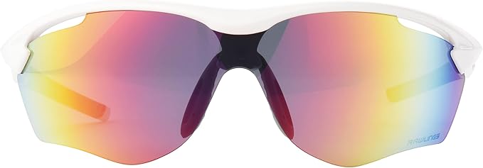 Rawlings Cleat Chaser Blade Sport Sunglasses for Men, Shiny White/Rainbow Mirror, 69mm