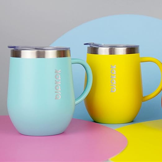BJPKPK 2 pcs Insulated Coffee Mug, 12 oz Stainless Steel Insulated Coffee Tumbler with Lid for Hot Drinks & Cold Drinks-Black