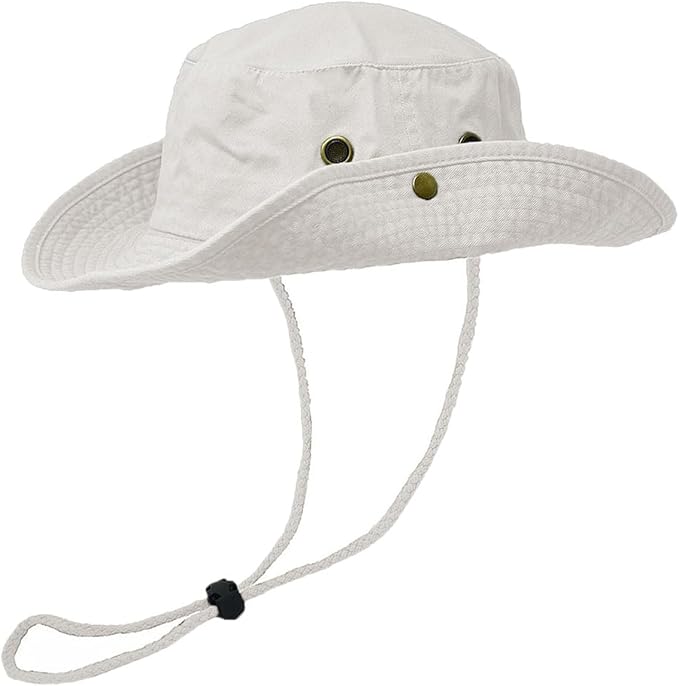 Glory Max Washed Cotton Bucket Hat with Chin Strap Fishing Sun Safari Boonie Cap