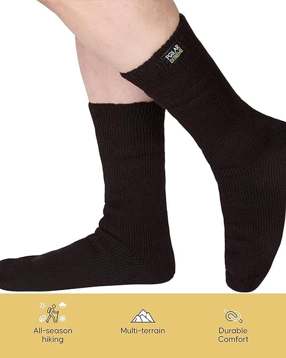 Thermal Hiking Socks – Cushioned, Insulated, Warm para Boots, Men & Women, One Size Fits Most 6-12, 2-Pack