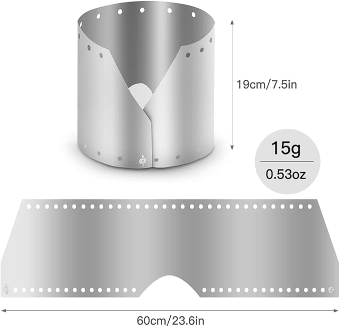 HXBER Ultralight Ultra-thin Titanium Outdoor Camping Stove Wind Shield Screen Windproof Plate, 19