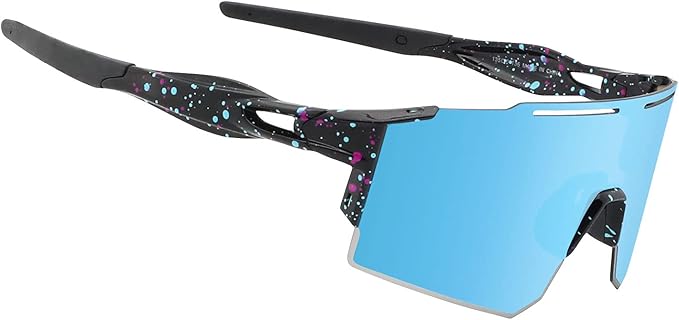 OULAIQI Cycling Sunglasses Polarized Sunglasses for Cycling Men Women with 1 Lens or 3 Interchangeable Lens Baseball Glasses