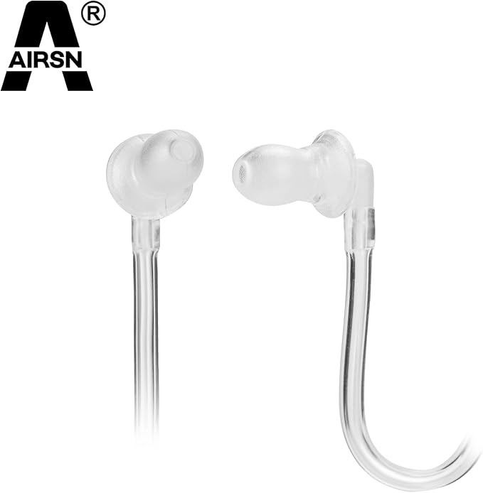 A Earpiece Headset with PTT/VOX for Midland GXT1000VP4 GXT1050VP4 LXT500VP3 Walkie Talkies/Two Way Radio Transparent Acoustic Tube (Pack of 2)