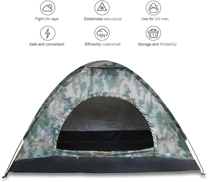 Camping Tent 2/3/4 Person w/Rain Fly and Carrying Bag, Waterproof Family Dome Tent Lightweight Outdoor Tent for Festivals, Backyard, Sleepovers, Backpacking