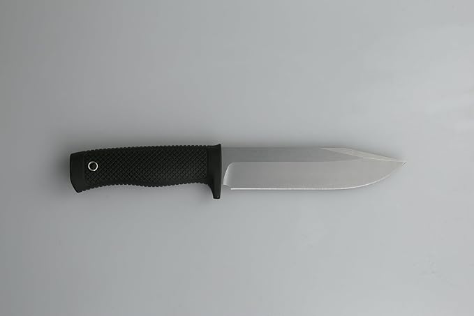 Tactical Fixed Blade Knife, 5.87 inch Blade, 4.65 inch Kray-Ex Handle, Stonewashed 420 Stainless Steel, with Secure-Ex Sheath for Outdoor Camping Hunting Survival (A-Silver)