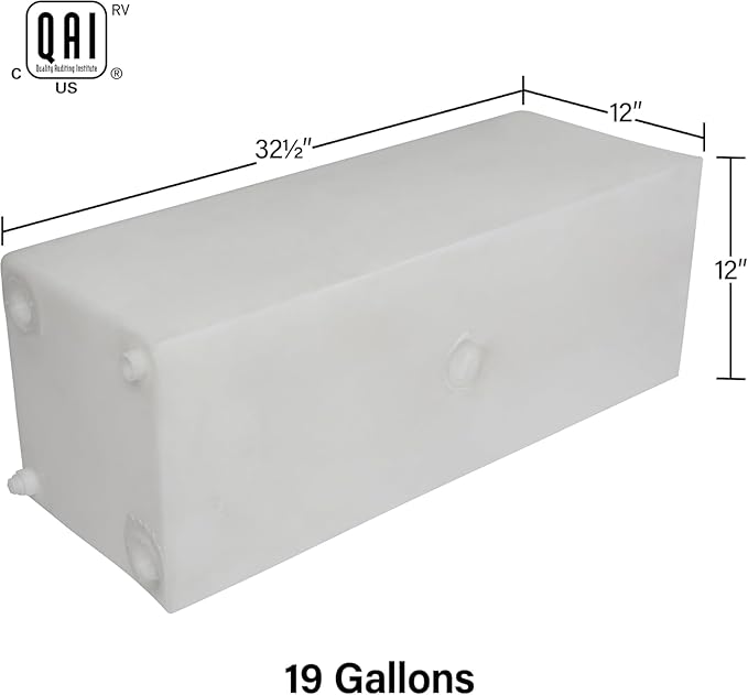 19 Gallon RV Fresh Water Tank, Potable Water Storage Tank for Drinking, Cooking, Cleaning, Showering, for Campers, Trailers, Motorhomes, RVs, Cube Shape, 32.5" x 12" x 12" (WT-0024)