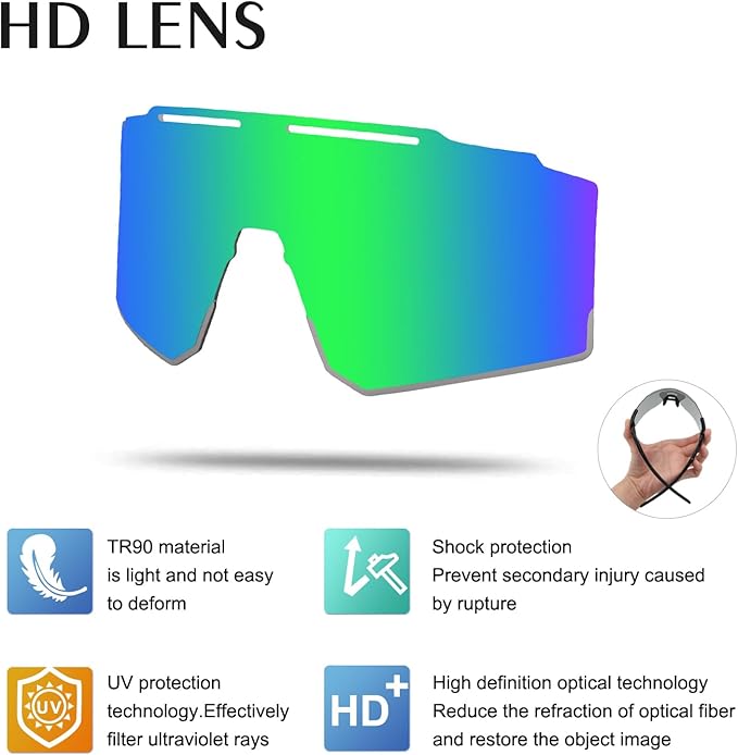 OULAIQI Cycling Sunglasses Polarized Sunglasses for Cycling Men Women with 1 Lens or 3 Interchangeable Lens Baseball Glasses