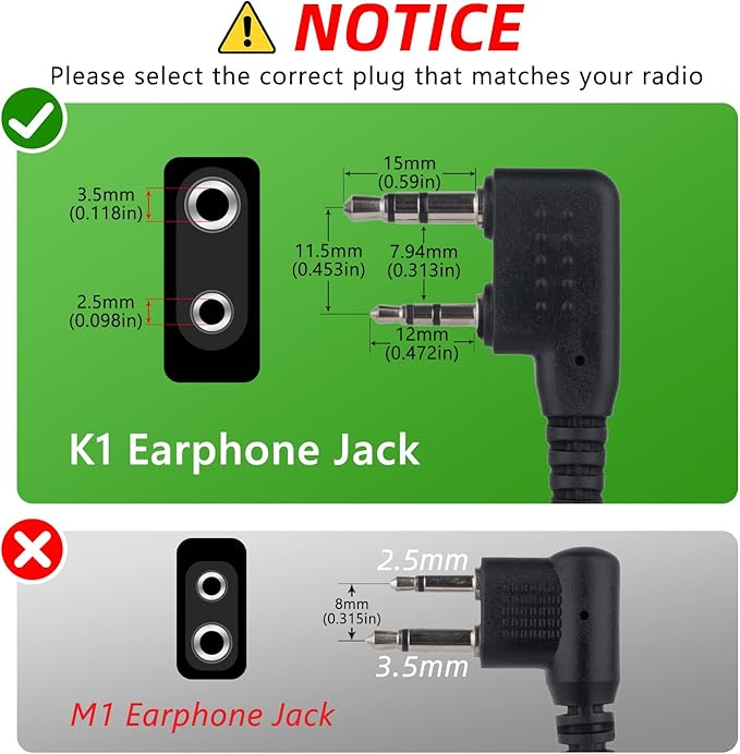 Herda (Pack of 10) Noise Reduction Walkie Talkie Earpiece with Mic, K1 2-Pin Split-Wire Surveillance Earpiece, Compatible with Kenwood, pxton, Baofeng, Retevis Two Way Radio, 2 Way Radio Headset