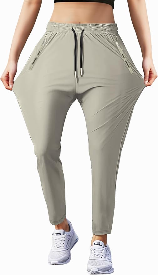 Women's Outdoor Hiking Pants Lightweight Comfortable Breathable Quick Dry Stretchy Running Athletic Pants with Zipper Pocket