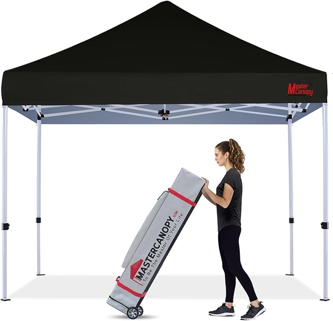 MASTERCANOPY Pop Up Canopy Tent Commercial Grade Instant Shelter (8x8, Black)