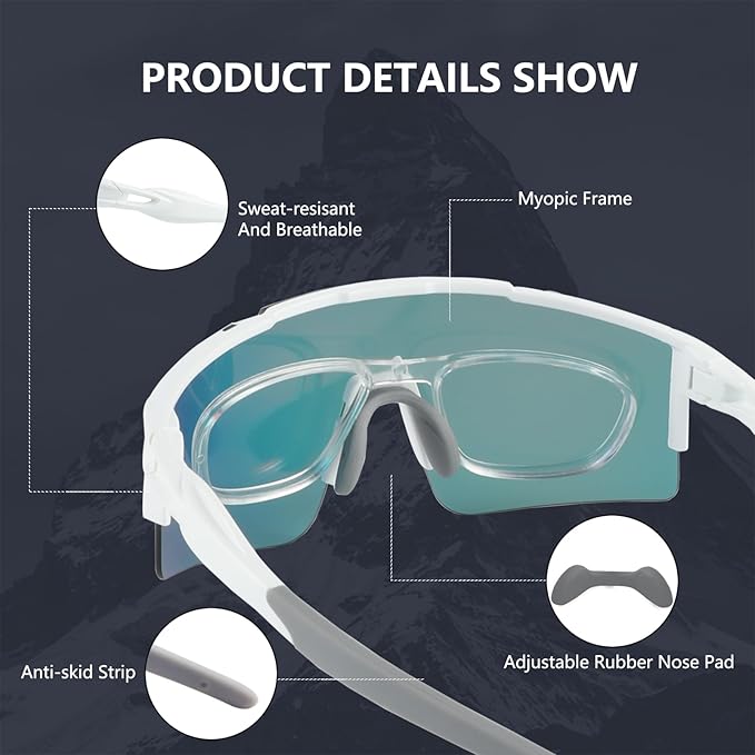 OULAIQI Cycling Sunglasses Polarized Sunglasses for Cycling Men Women with 1 Lens or 3 Interchangeable Lens Baseball Glasses