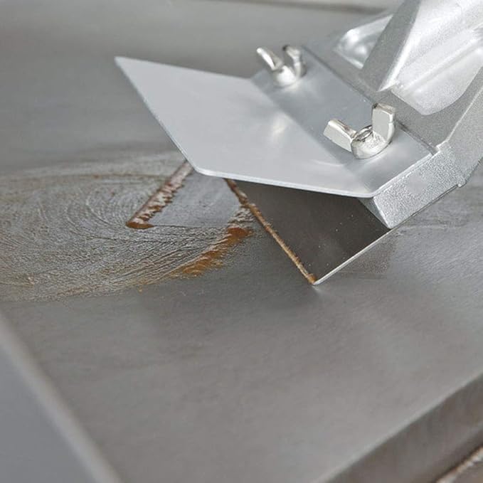 Grill Scrapers, Heavy Duty Casting Aluminum Commercial Griddle Scraper with 5 Blades and Small Slant Edge Grill Scraper