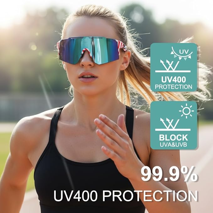 OULAIQI Cycling Sunglasses Polarized Sunglasses for Cycling Men Women with 1 Lens or 3 Interchangeable Lens Baseball Glasses