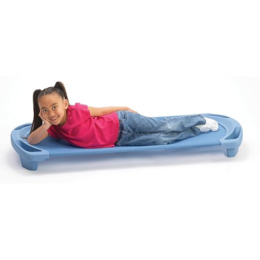 Children’s Factory SpaceLine Nap Cots, Kids Daycare and Preschool Sleeping Cot, Standard Size, Set of 4, Wedgewood Blue