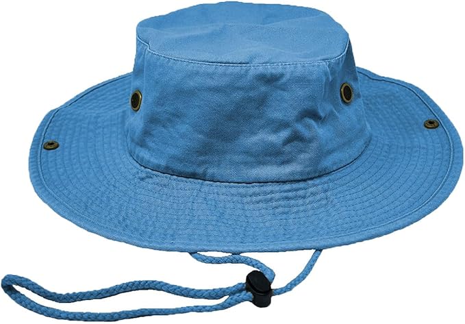 Glory Max Washed Cotton Bucket Hat with Chin Strap Fishing Sun Safari Boonie Cap