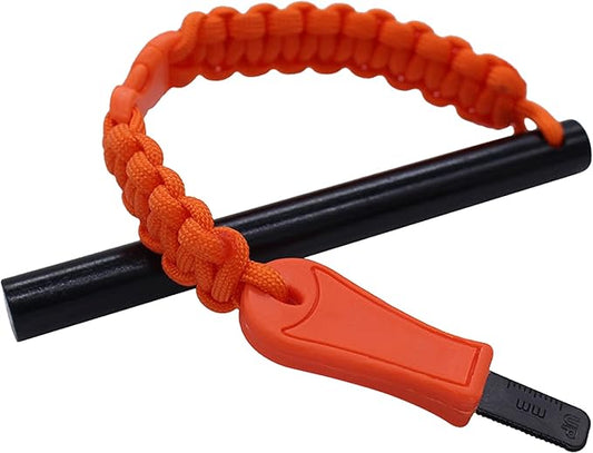 Hot Strike Ferro Rod Fire Starter | Emergency Ferrocerium Tool with Premium Striker and Lanyard with Buckle | Large Flint & Steel Survival Kit (5 x 1/2 in) | Camping, Survival, Emergency