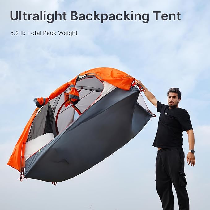 Moon Lence Professional Camping Tent 2 Person Tent Backpacking Tent, Water & Wind Proof Ultralight Equipment for Mountaineering Backpacking & Hiking, Porch Double Layer, Aluminum Alloy Pole